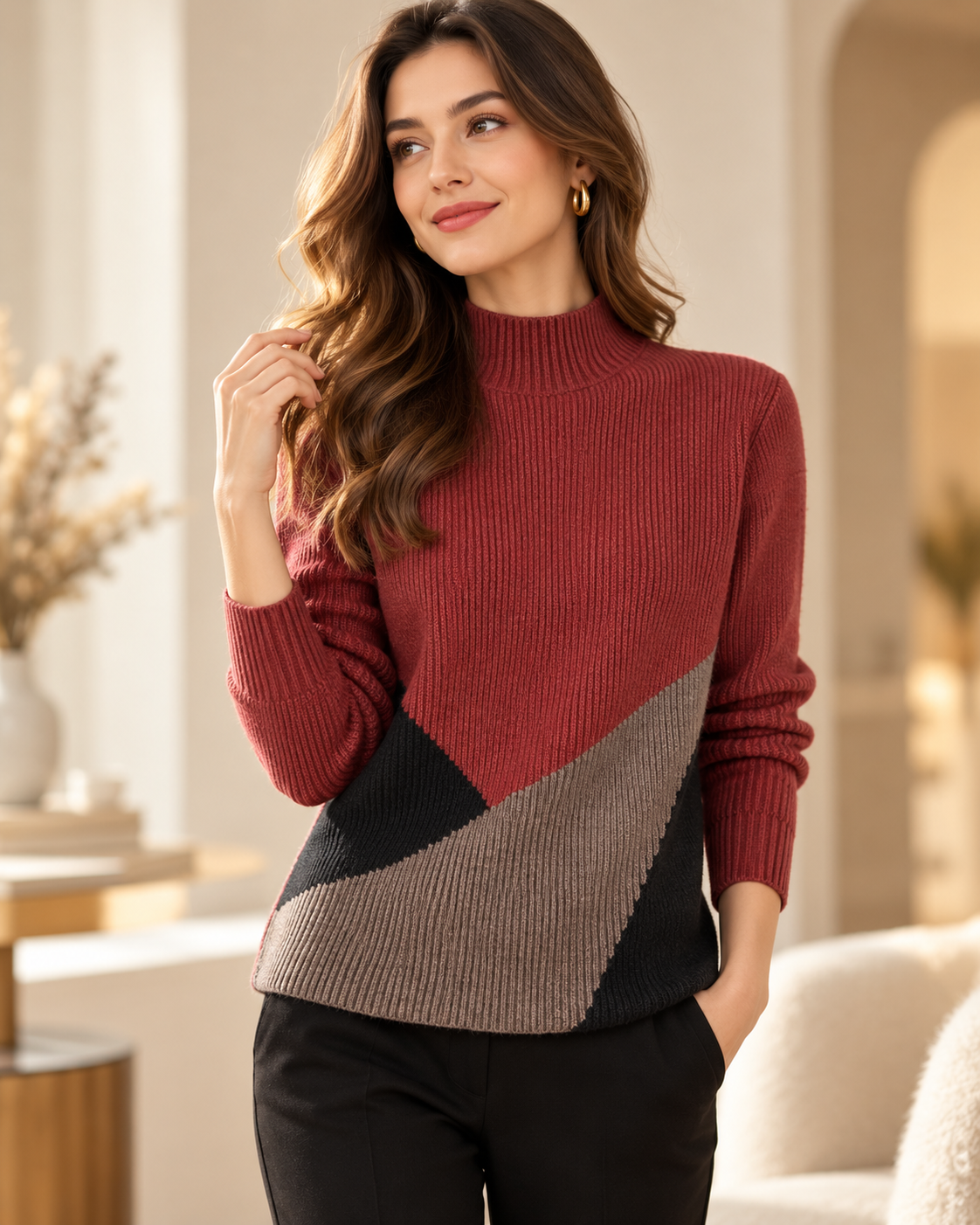 The Winter Ray Colorblock Turtleneck Sweater