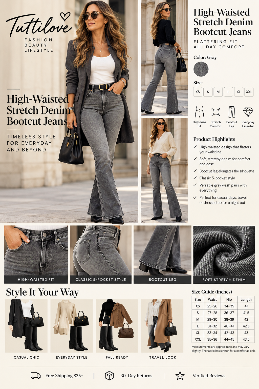 Verona Gray Bootcut Jeans