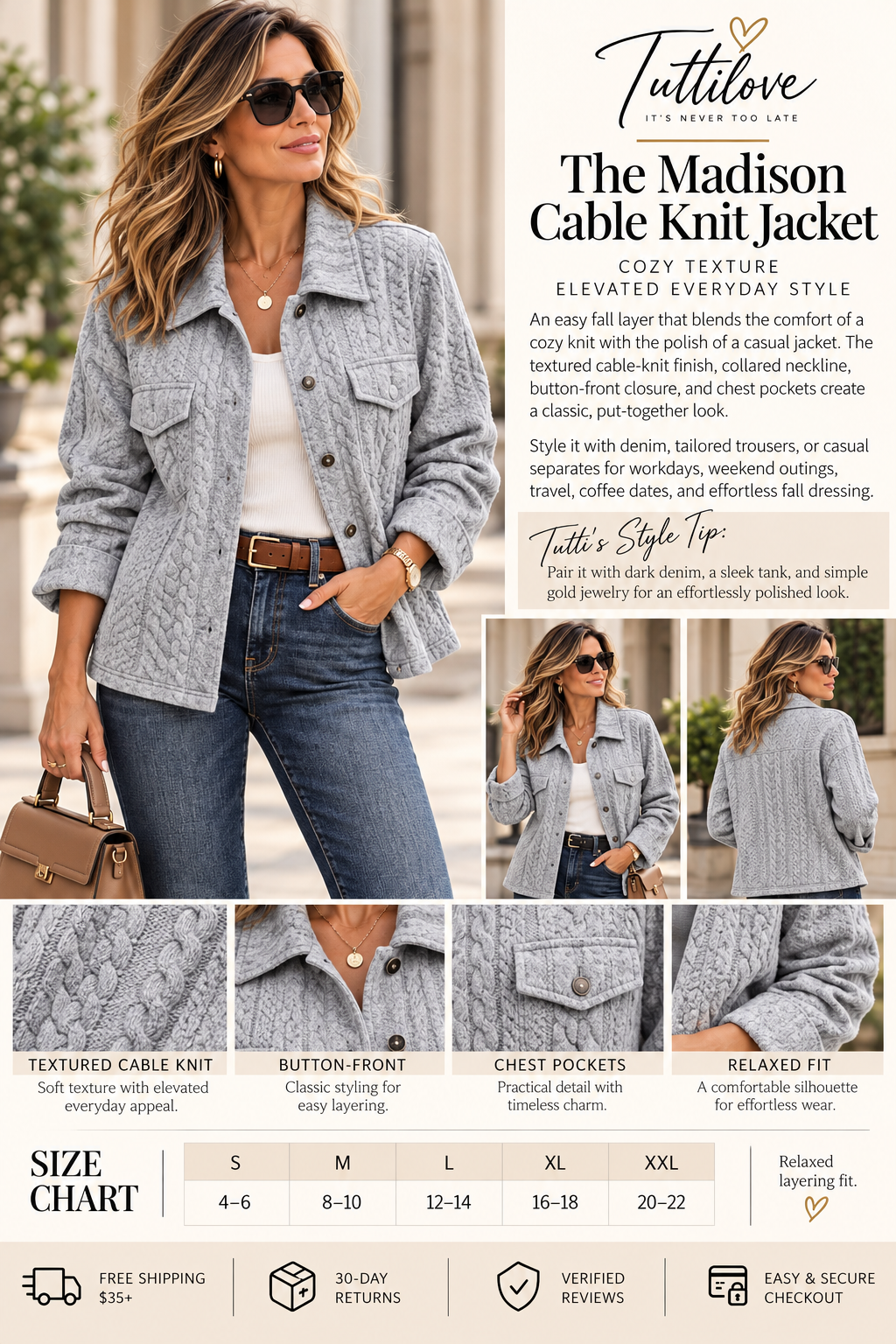 The Madison Cable Knit Jacket