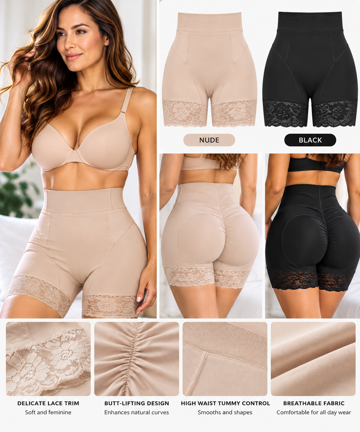 12-Inch Sculpt & Smooth Colombian Lace Shaping Shorts