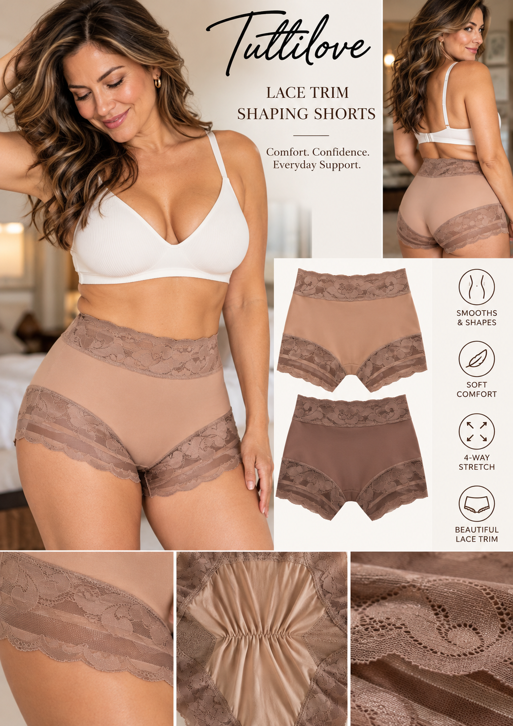 Lace Trim Colombian Shaping Shorts