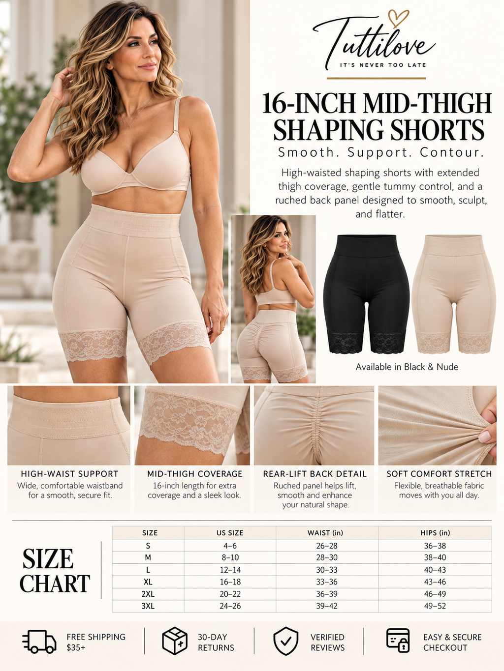 16-Inch Colombian Mid-Thigh Shaping Shorts