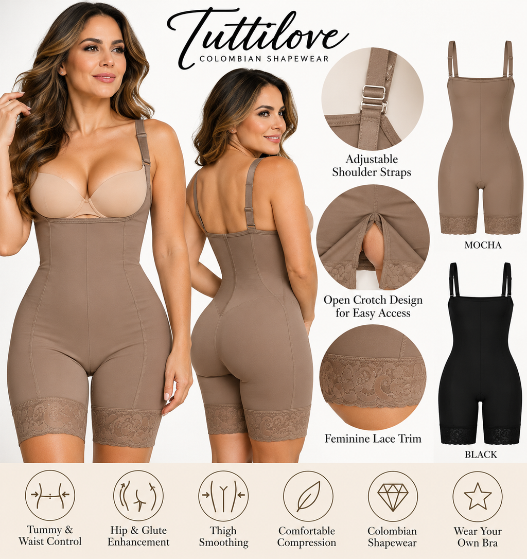 Mia Colombian Open-Bust Mid-Thigh Shaping Bodysuit