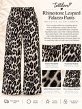 Rhinestone Leopard Palazzo Pants