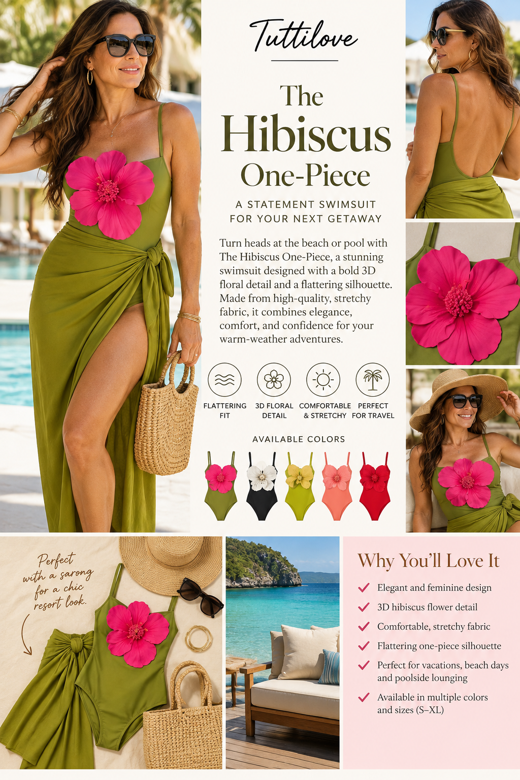 Hibiscus one piece swimsuit