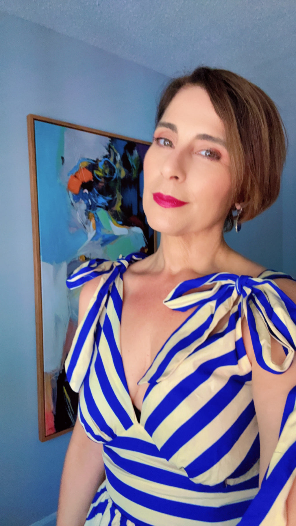 🔥BLUE VOYAGE STRIPE WOVEN MIDI DRESS