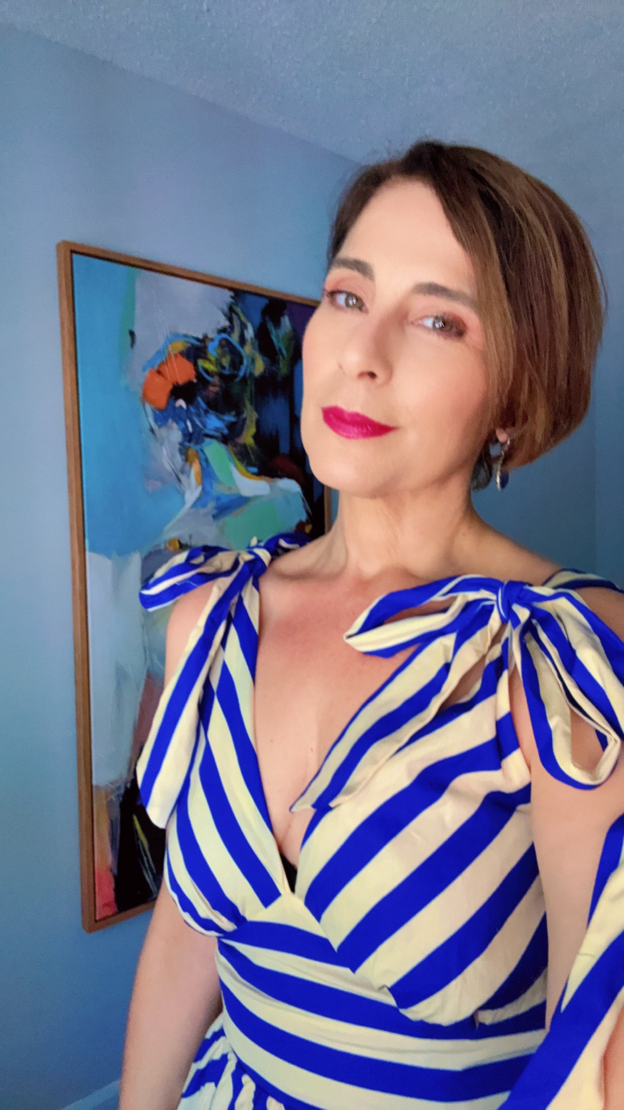 🔥BLUE VOYAGE STRIPE WOVEN MIDI DRESS