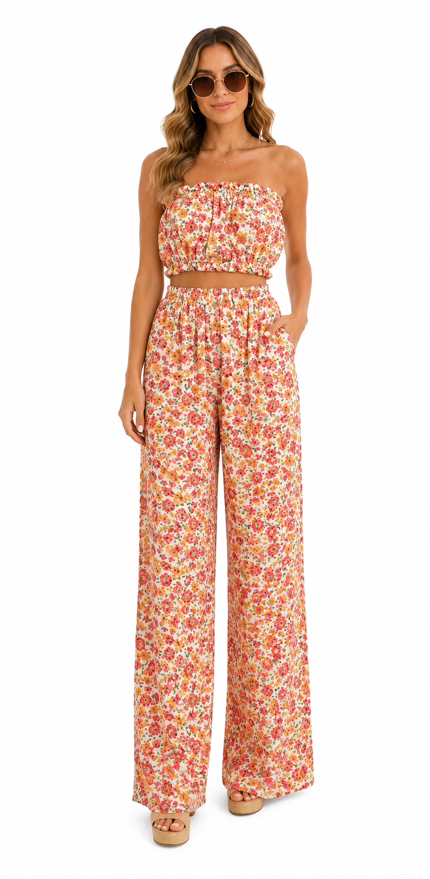 Cloud Nine Floral Wide Leg Pants Set