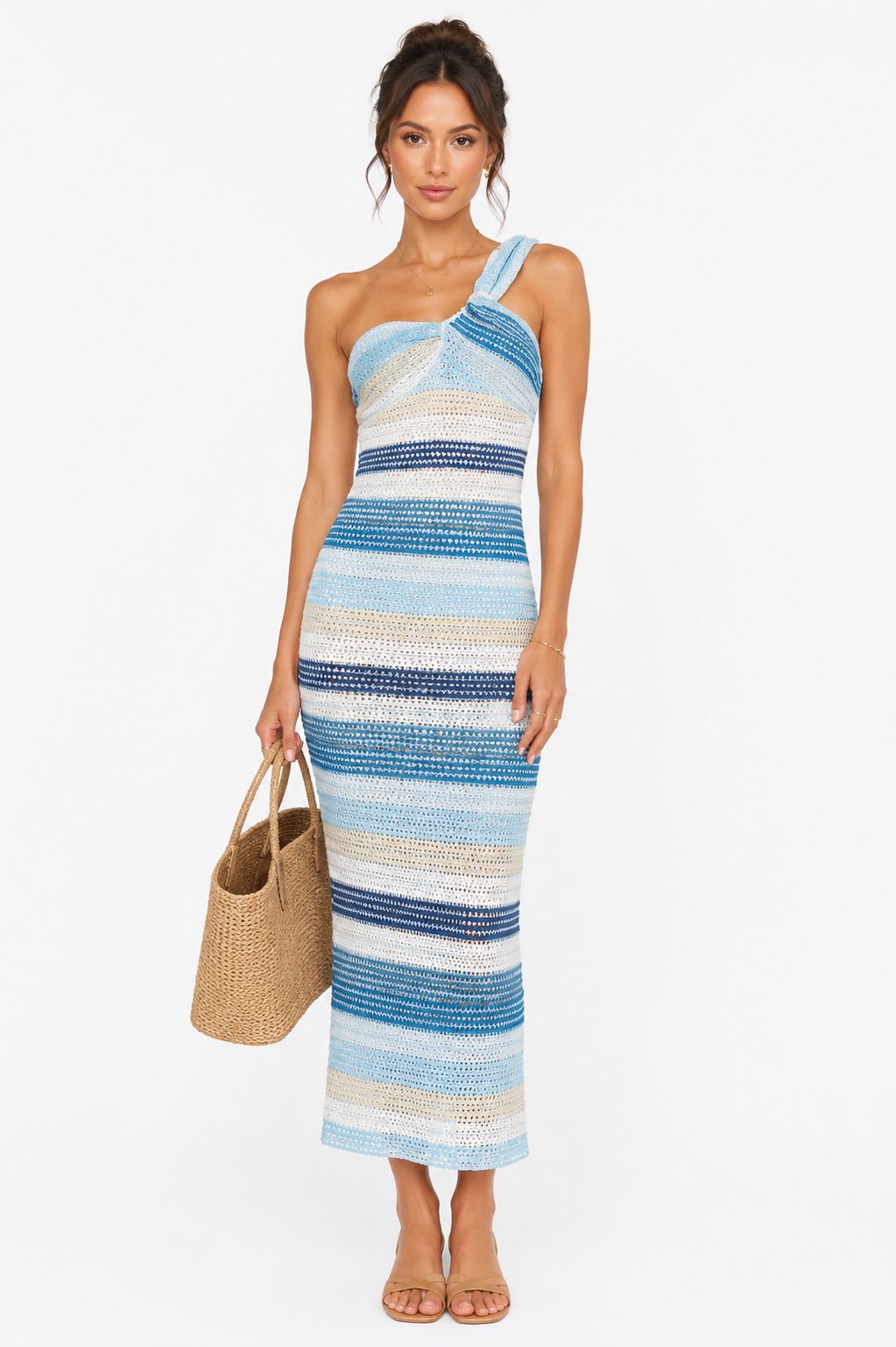 Serene Sky Dress-One Shoulder