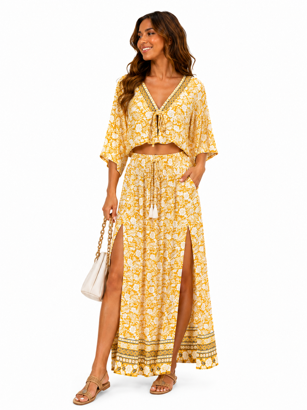 Starlight Glam Slit Skirt Set