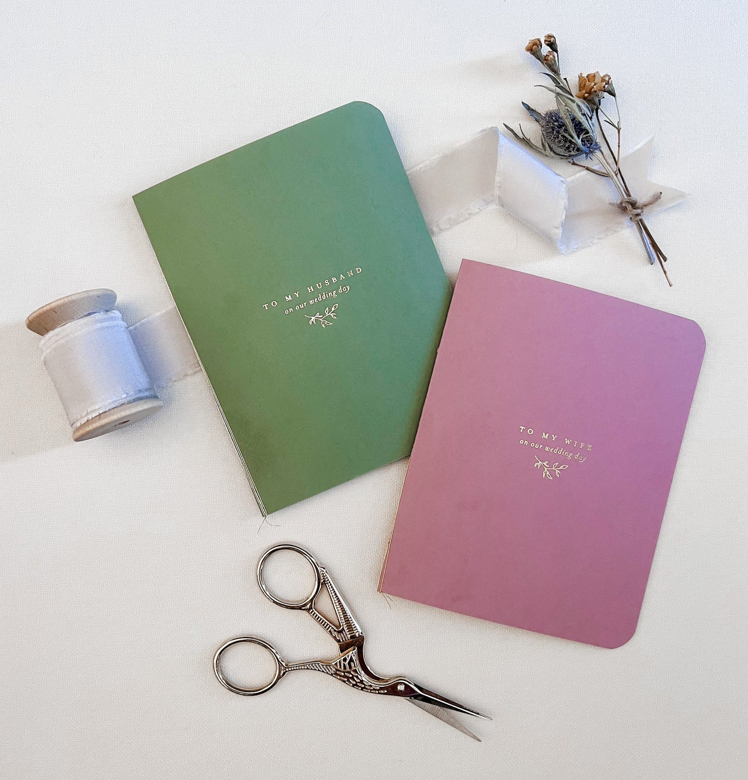 Gold Foil His and Hers Vow Book Set