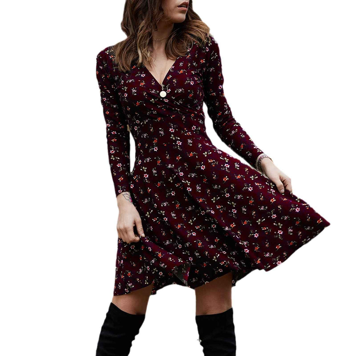 The Fall Floral Midi Dress