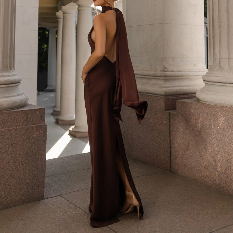 Élodie Satin Low-Back Slip Dress
