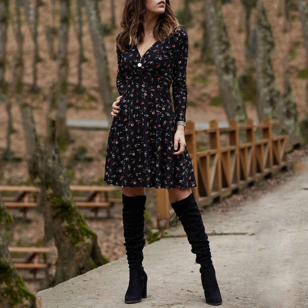 The Fall Floral Midi Dress