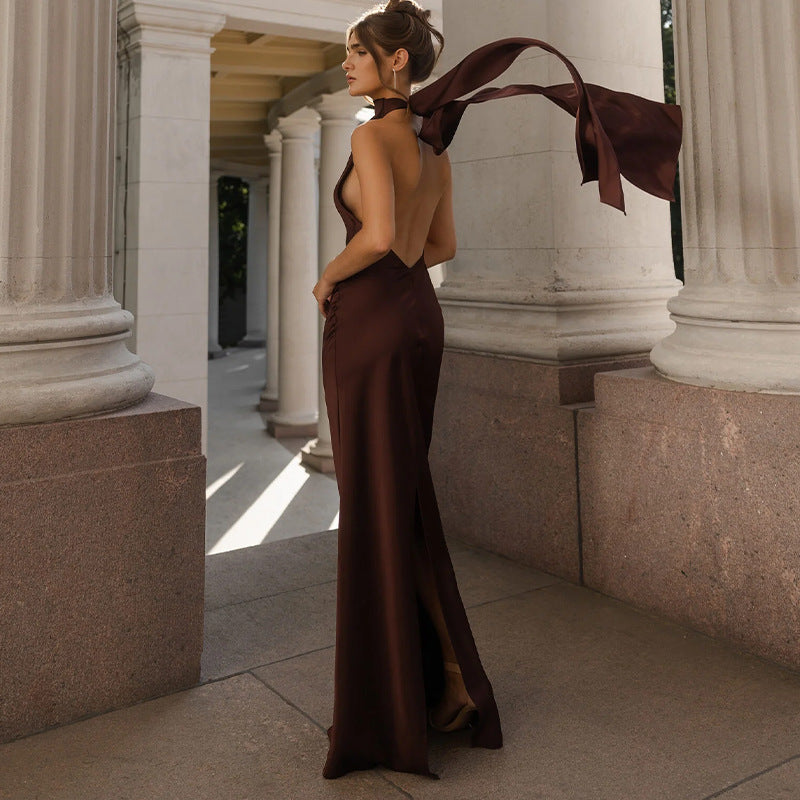 Élodie Satin Low-Back Slip Dress