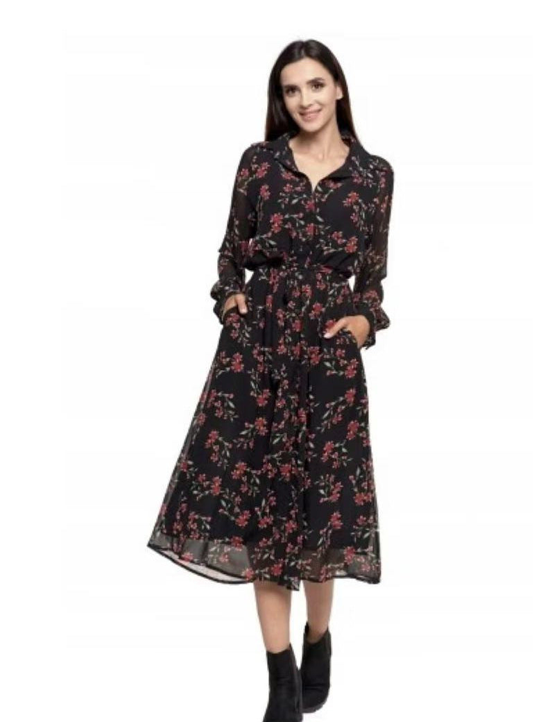 The Autumn Whisper Floral Midi Dress