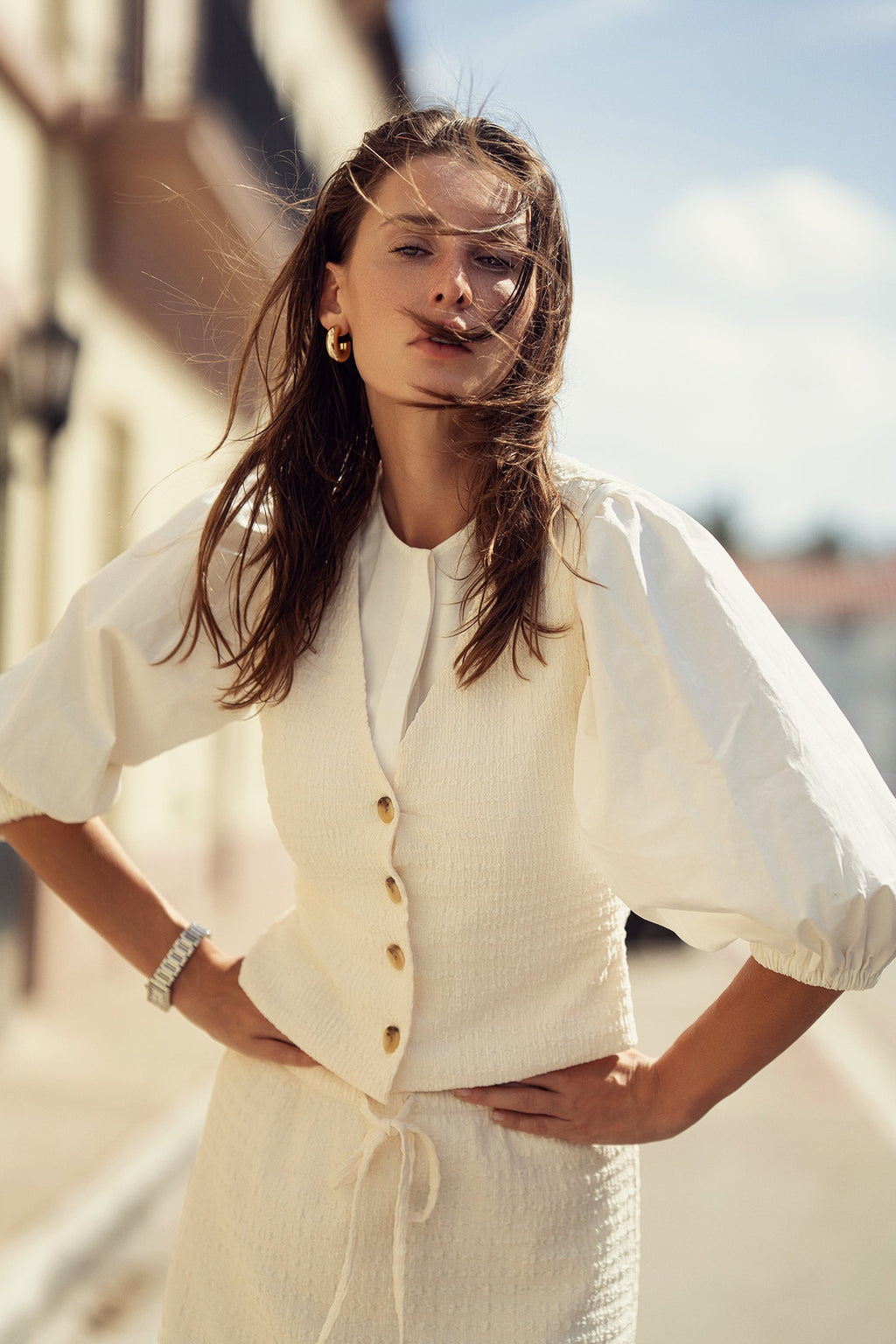 Summer Flow CREAM VEST Top