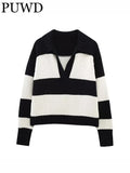Marble Ray Striped Polo Sweater