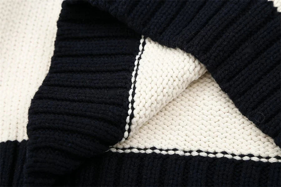 Marble Ray Striped Polo Sweater