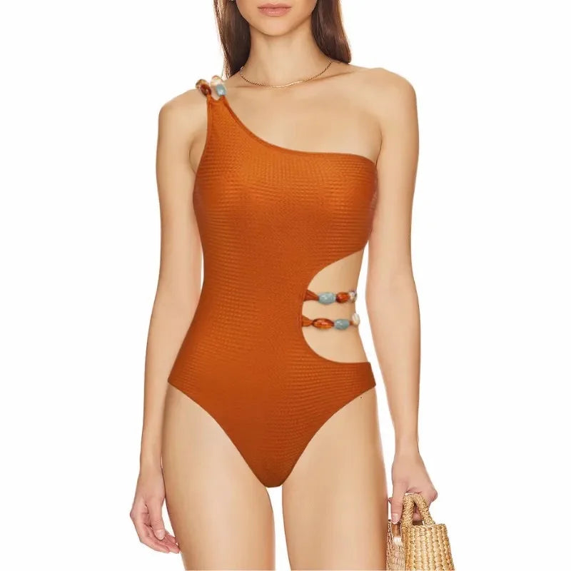 Oceane-Luxury One Shoulder one Piece swimsuit