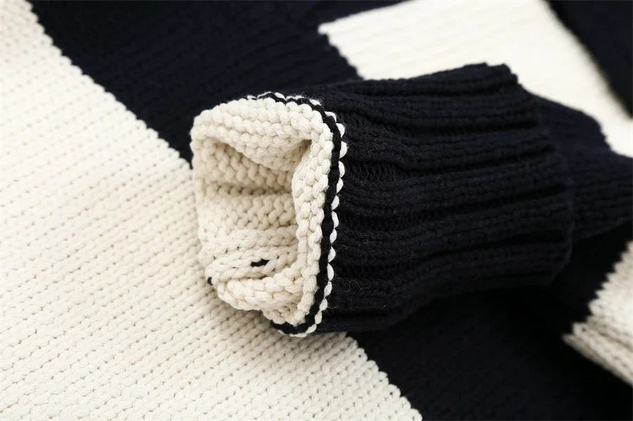 Marble Ray Striped Polo Sweater