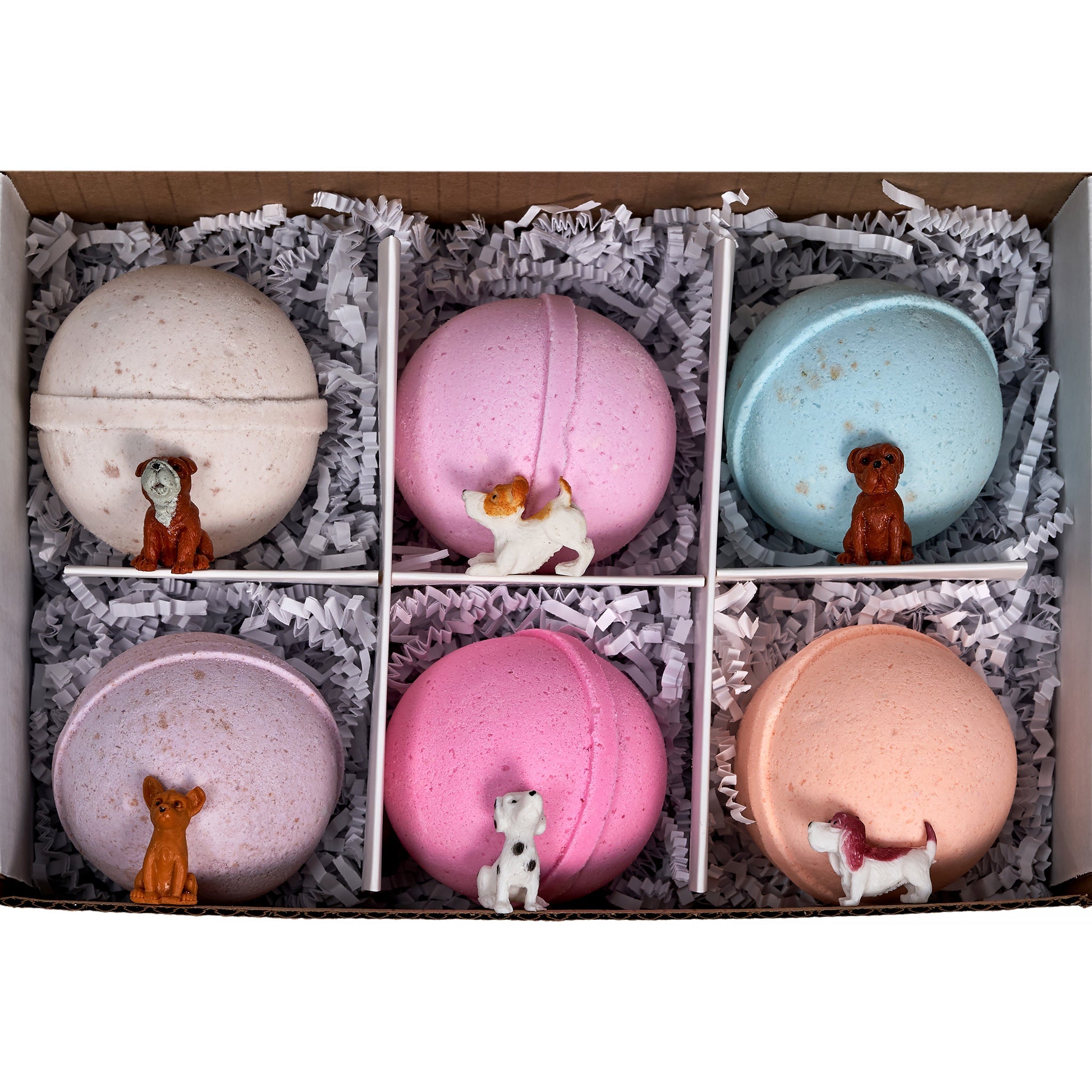 Adorable Kids Bath Bomb Gift Set, 6 Bath Bombs with (ADOPT-A-PUPPY) toys inside
