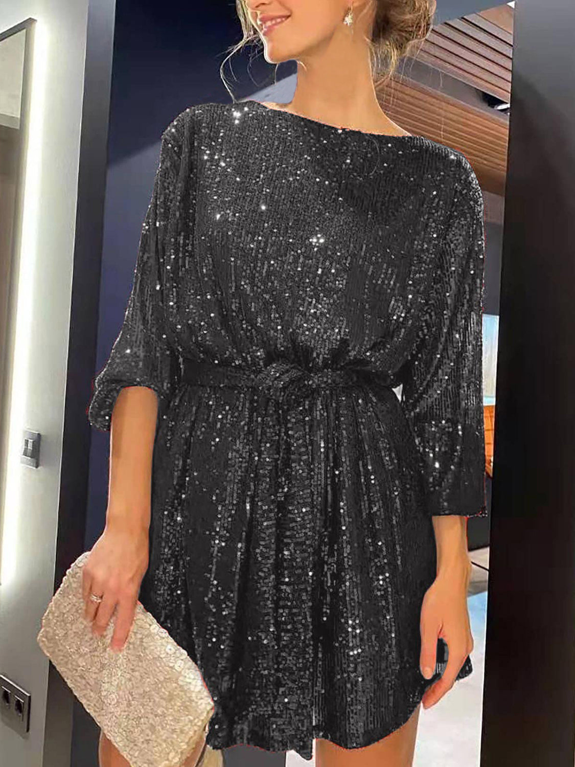 Golden Manor Rose Mini Dress