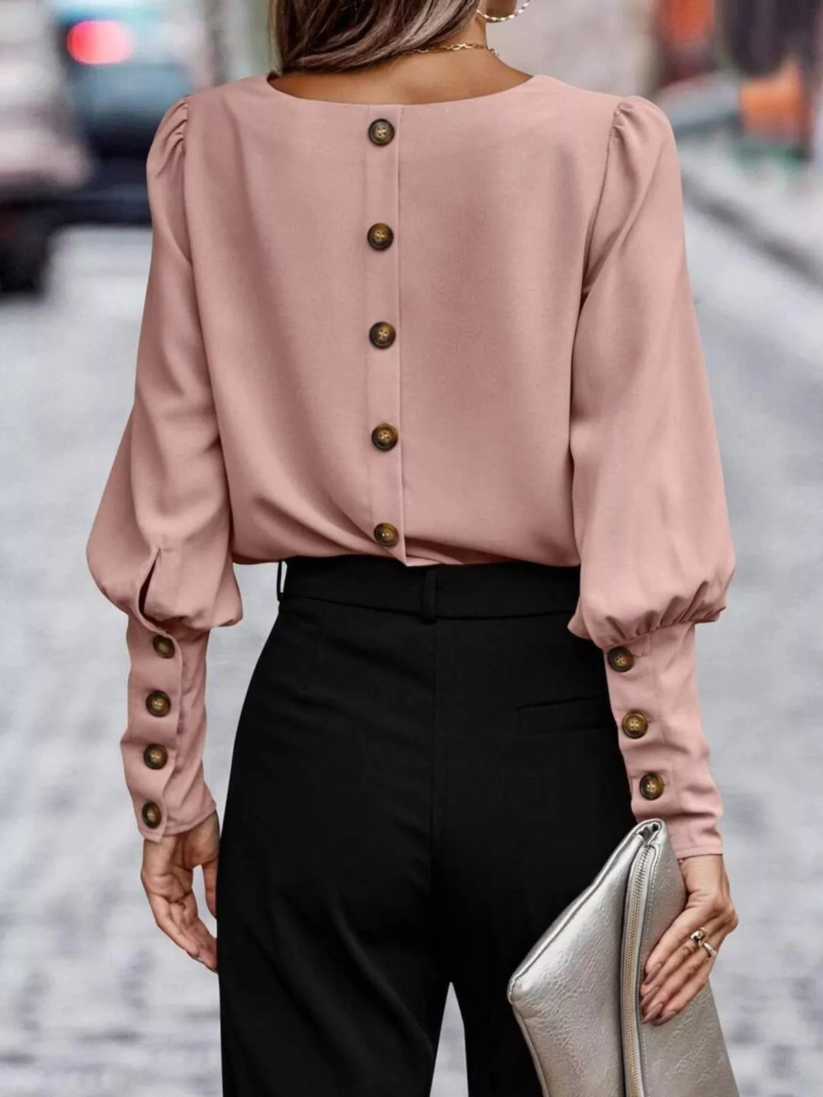 The Camalia Lee Lantern-Sleeve Blouse
