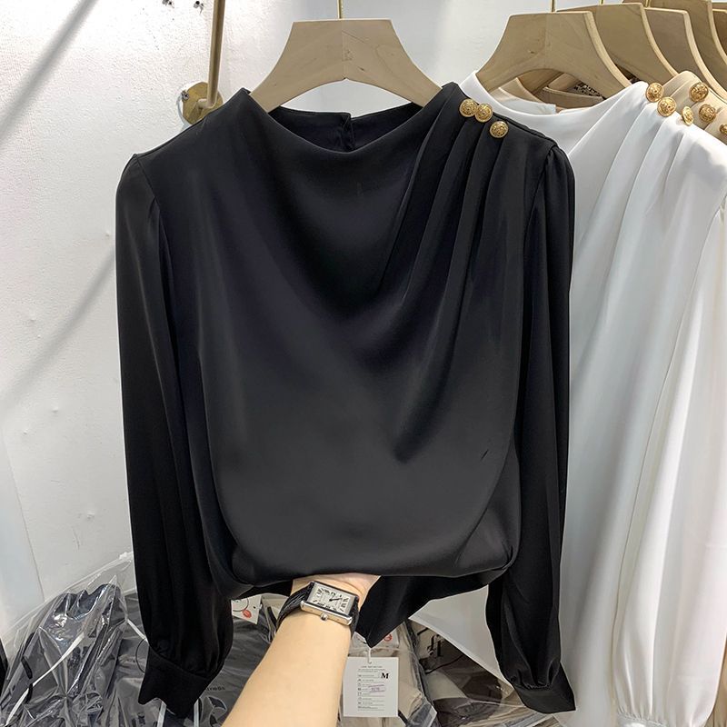 The Celeste Draped Button Blouse