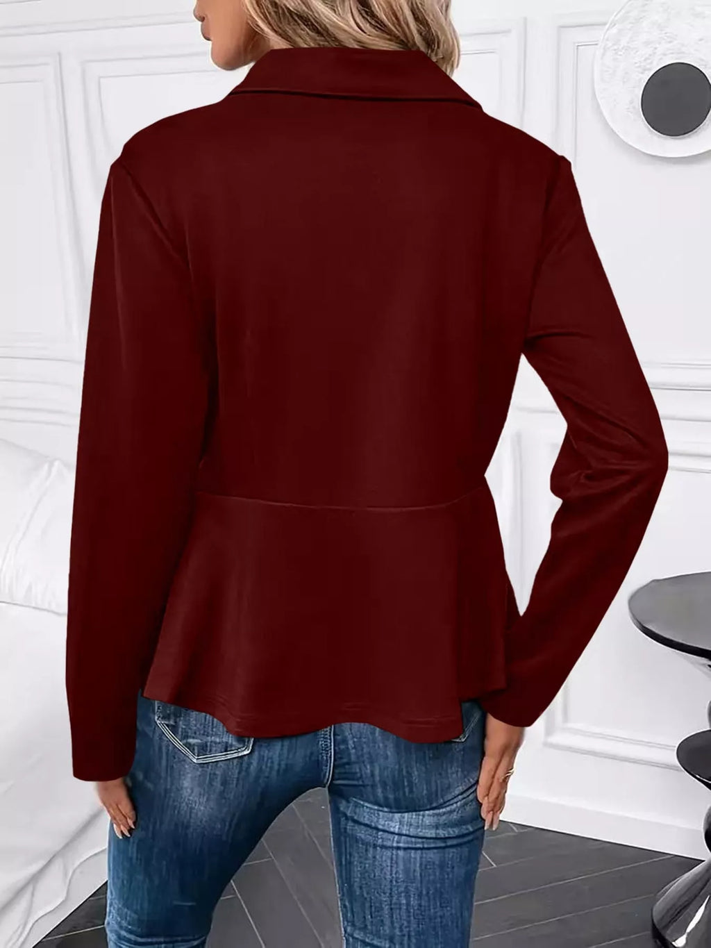 The Noelle Pearl-Embellished Peplum Jacket