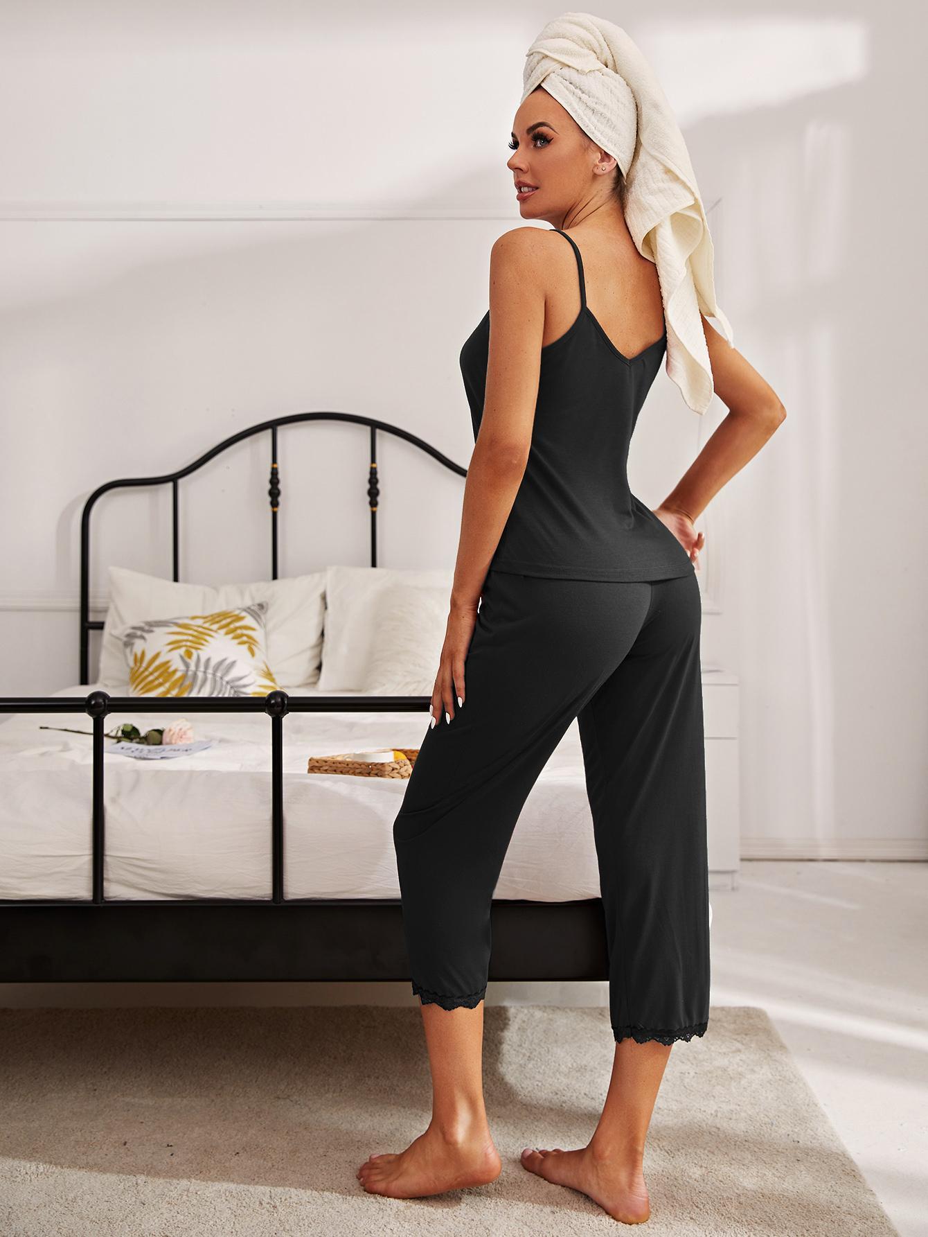 Midnight Elegance Cami and Pants Pajama Set