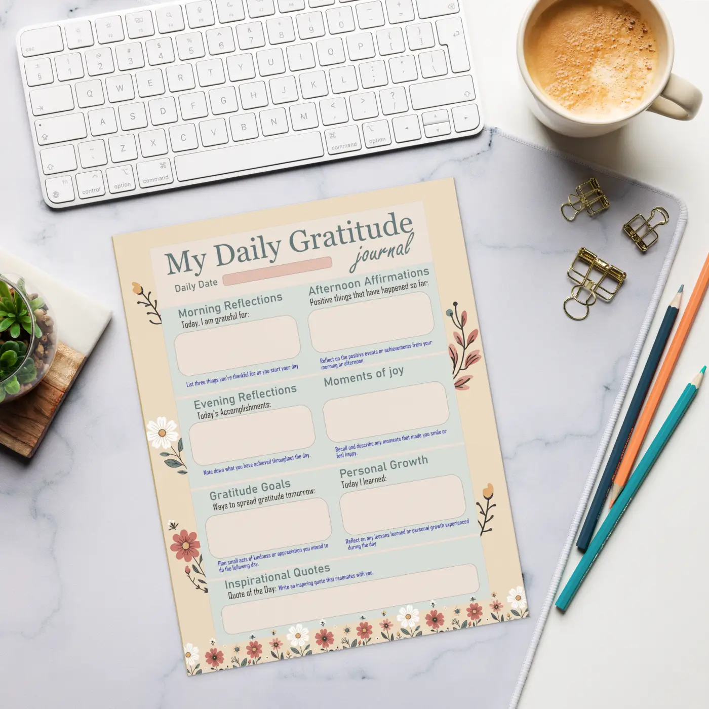 Vibrant Floral Gratitude Journal Notepad - Creative Daily - Dipaliz