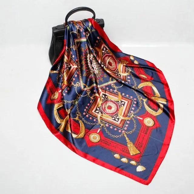 New Elegance Fashionable Scarves for Women Shawl Print Silk Satin Hijab Scarf Female Bandana 90*90cm Luxury Square Shawls Scarfs For Ladies